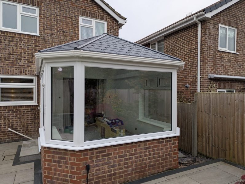 Triple glazed windows and a tiled roof