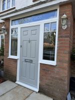 A grey composite door.